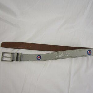 YRI Kauri Cliffs Leather/Suede Gray Waist Belt Size 32 with Brass Buckle - Used